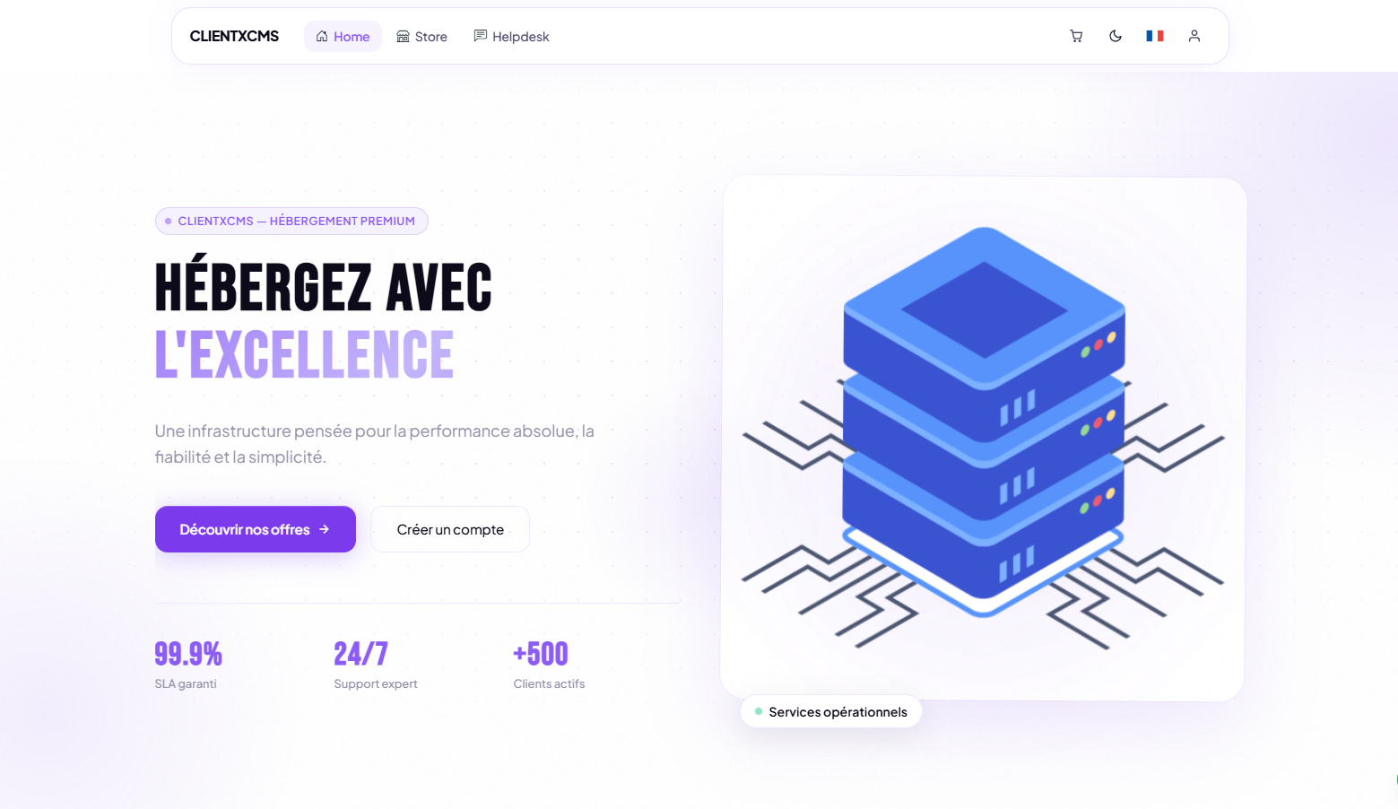 Aperçu de la page d'accueil